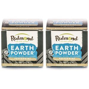 Qty (2) Redmond Earth Powder | Peppermint With Activated Charcoal Tooth Powder